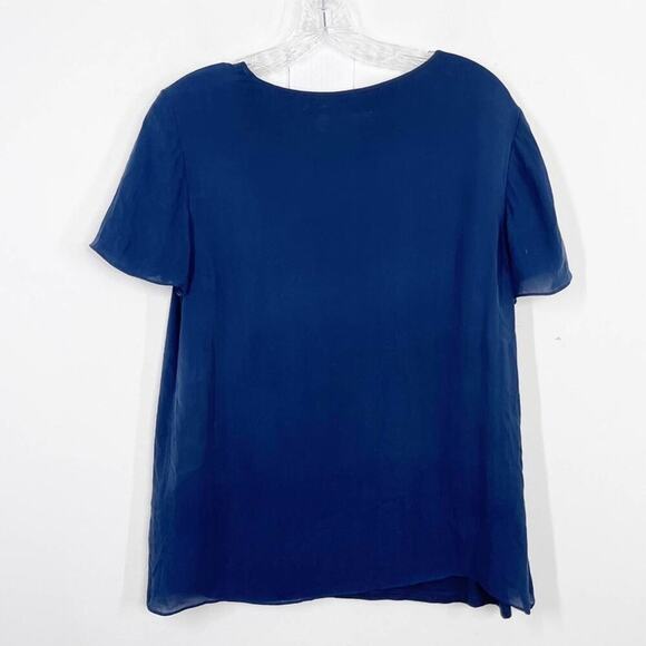 T by ALEXANDER WANG Navy Blue Silk Asymmetrical Top Blouse Sz. M Medium - Picture 3 of 3